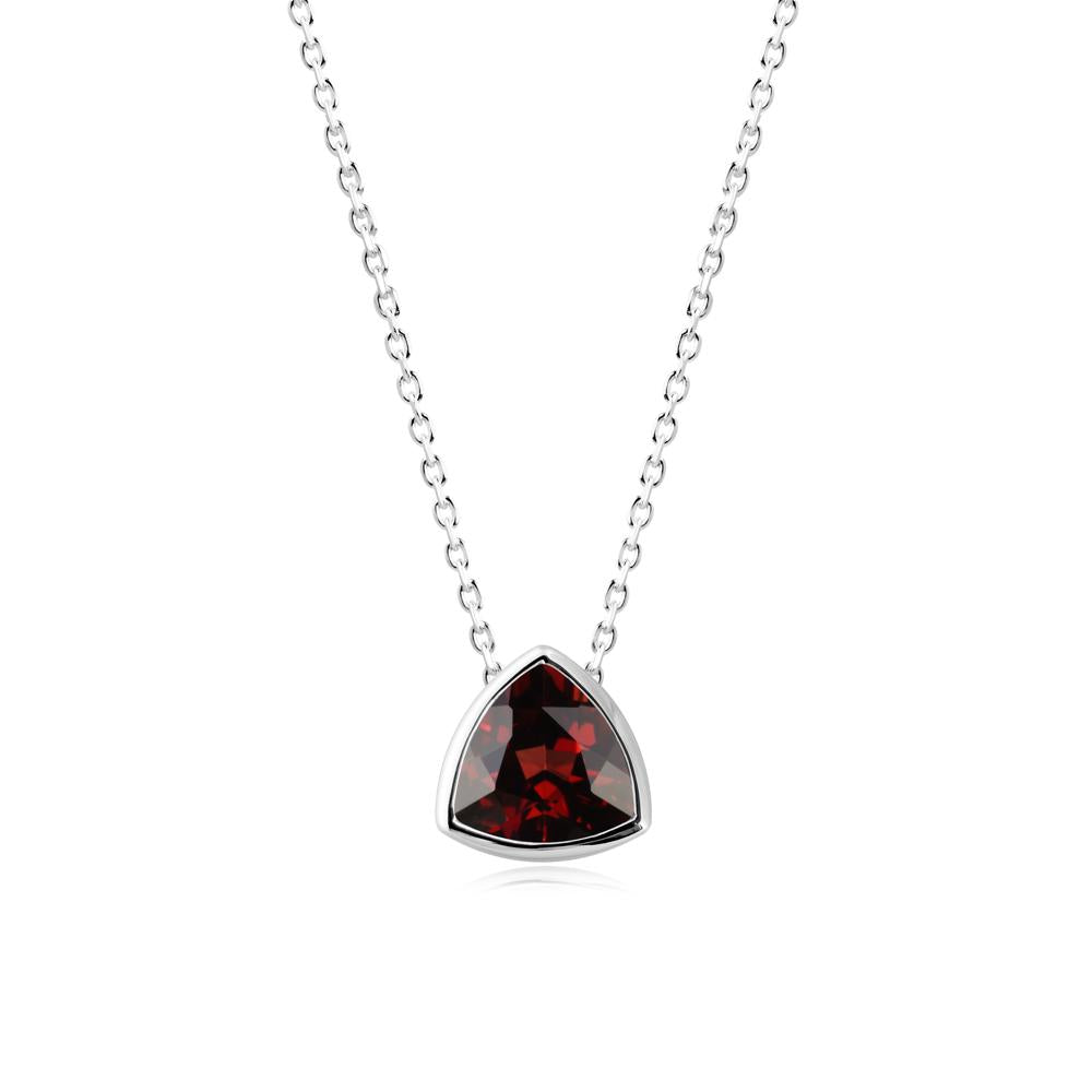 Bezel Set Trillion-Cut Garnet Necklace - LUO Jewelry #metal_14k white gold