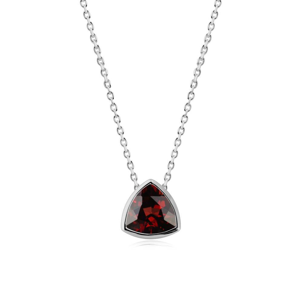 Bezel Set Trillion-Cut Garnet Necklace - LUO Jewelry #metal_platinum