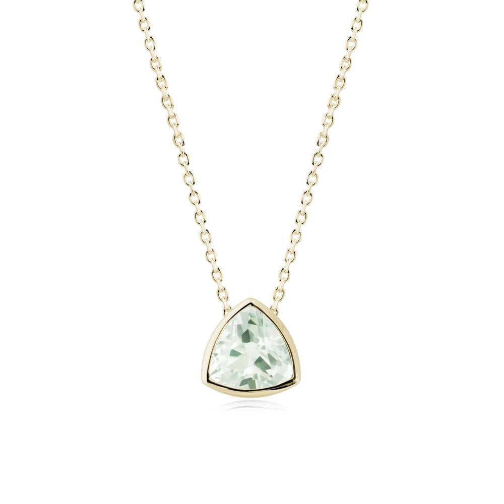 Minimalist Trillion-Cut Green Amethyst Necklace - LUO Jewelry #metal_14k yellow gold
