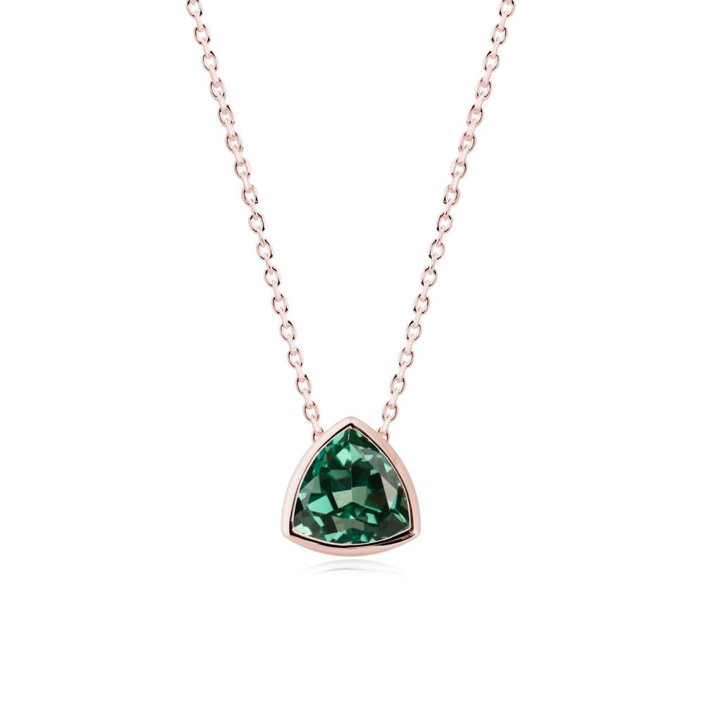 Bezel Set Trillion-Cut Green Sapphire Necklace - LUO Jewelry #metal_18k rose gold