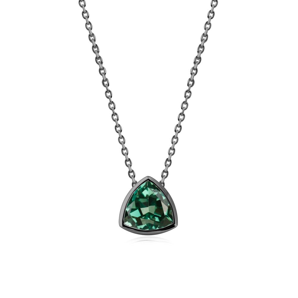 Bezel Set Trillion-Cut Green Sapphire Necklace - LUO Jewelry #metal_black finish sterling silver