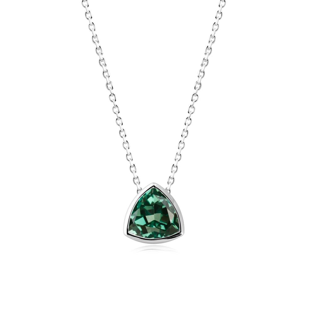 Bezel Set Trillion-Cut Green Sapphire Necklace - LUO Jewelry #metal_sterling silver