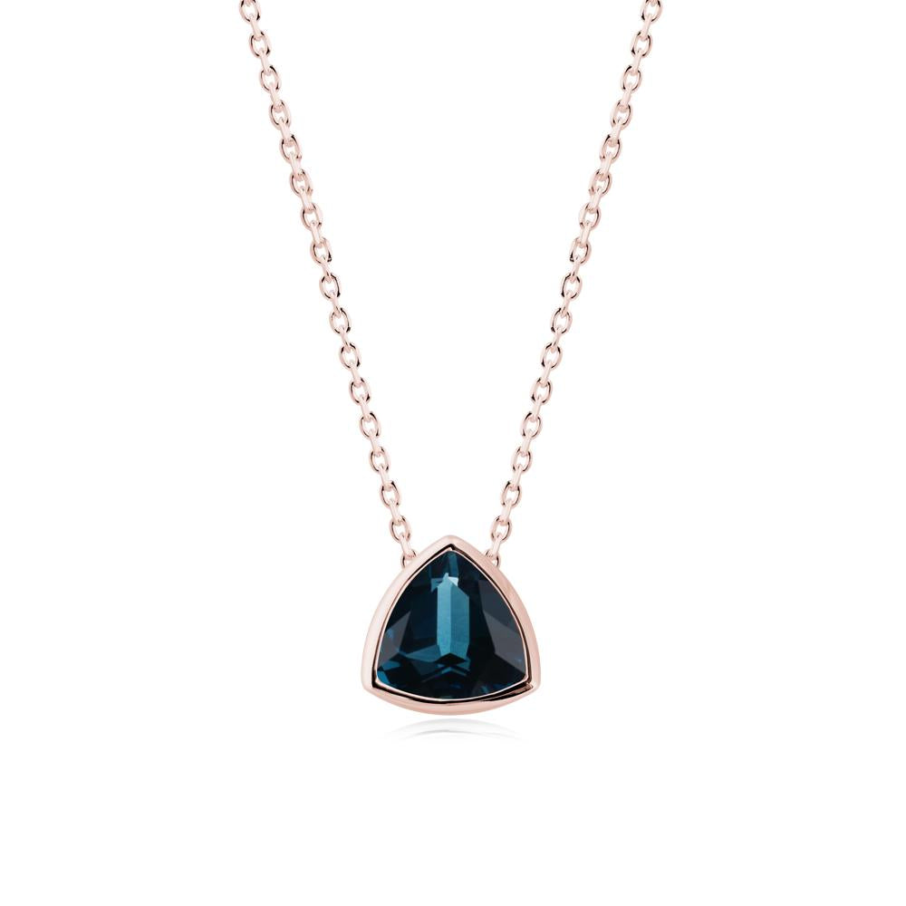 Minimalist Trillion-Cut London Blue Topaz Necklace - LUO Jewelry #metal_18k rose gold