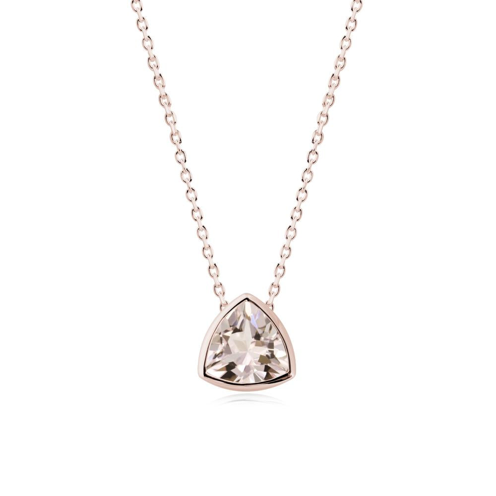 Bezel Set Trillion-Cut Morganite Necklace - LUO Jewelry #metal_14k rose gold