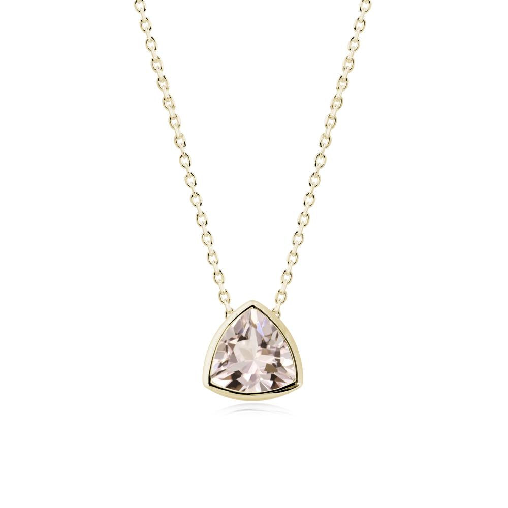 Bezel Set Trillion-Cut Morganite Necklace - LUO Jewelry #metal_14k yellow gold