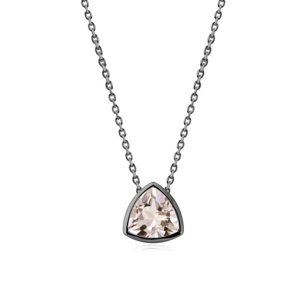 Bezel Set Trillion-Cut Morganite Necklace - LUO Jewelry #metal_black finish sterling silver