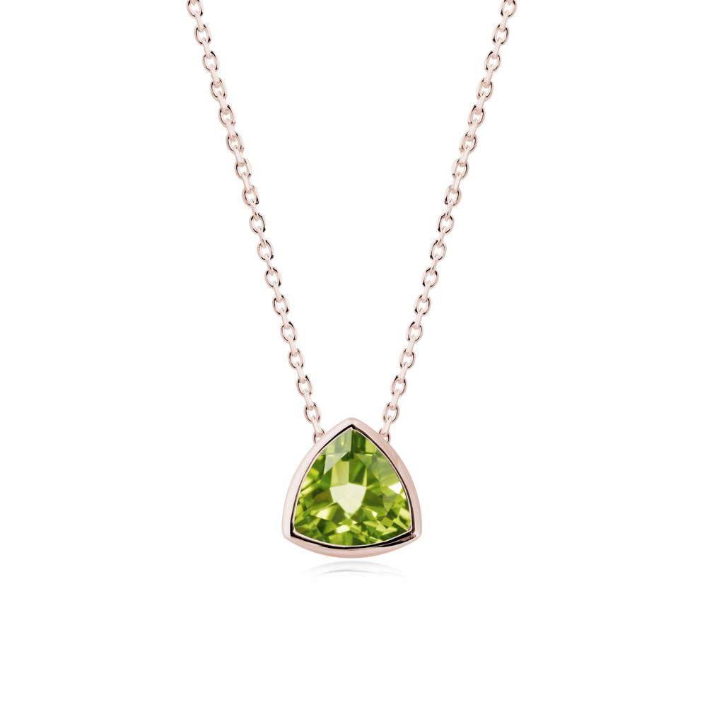Minimalist Trillion-Cut Peridot Necklace - LUO Jewelry #metal_14k rose gold