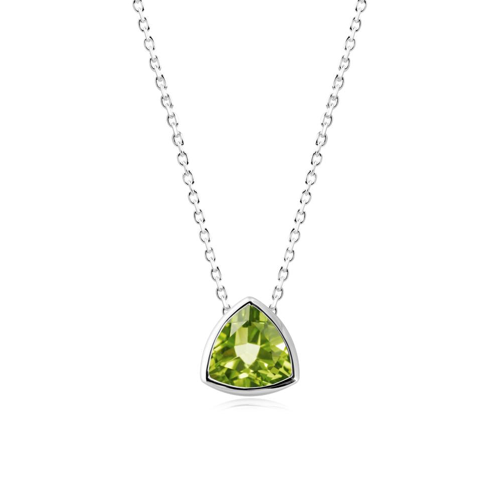 Minimalist Trillion-Cut Peridot Necklace - LUO Jewelry #metal_14k white gold