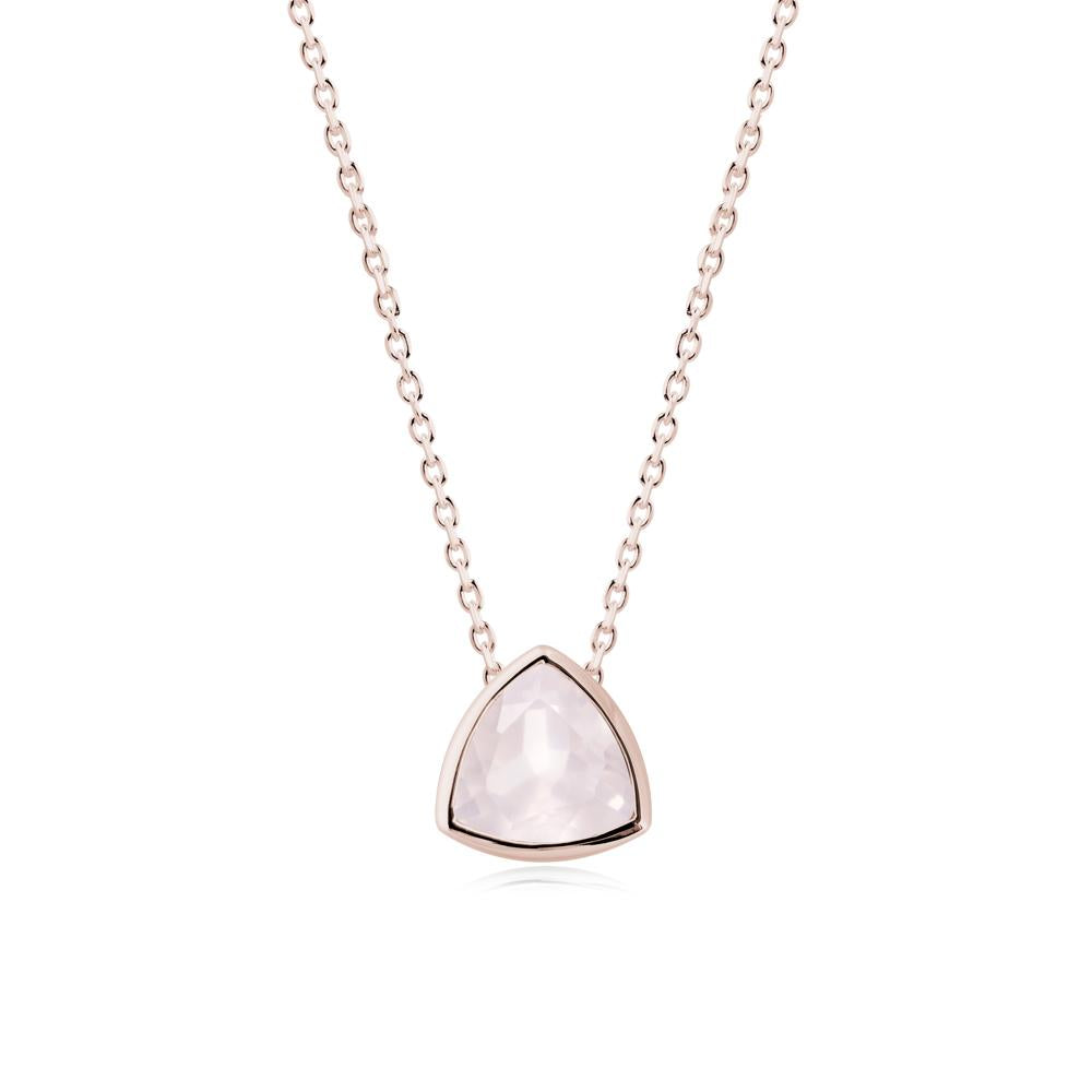 Minimalist Trillion-Cut Rose Quartz Necklace - LUO Jewelry #metal_14k rose gold