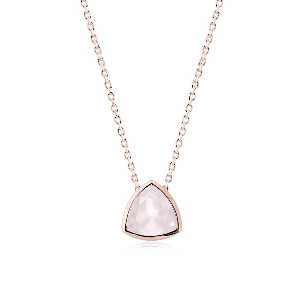 Minimalist Trillion-Cut Rose Quartz Necklace - LUO Jewelry #metal_18k rose gold