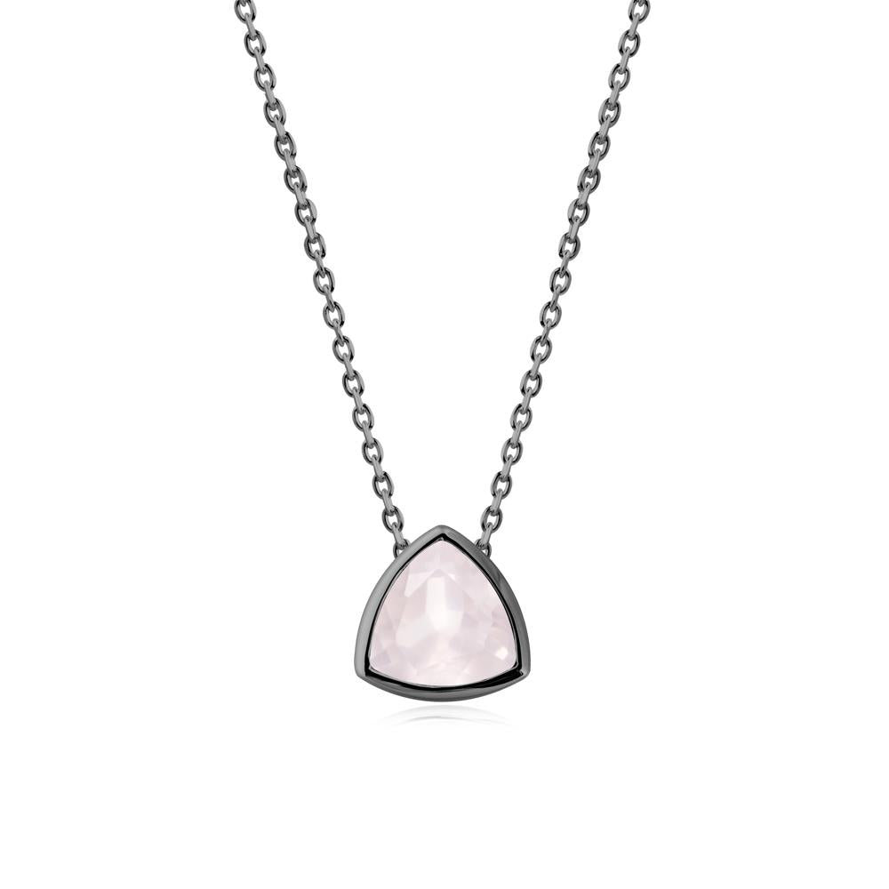 Minimalist Trillion-Cut Rose Quartz Necklace - LUO Jewelry #metal_black finish sterling silver