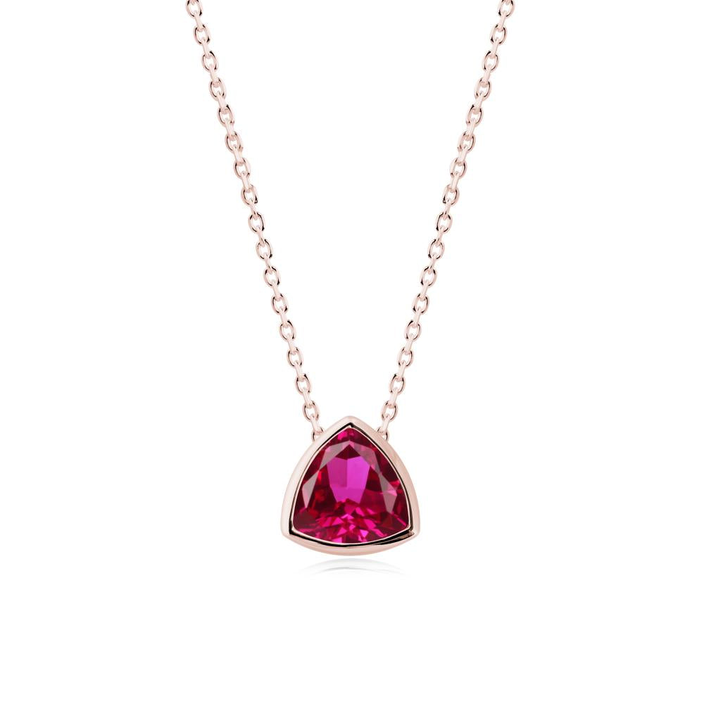 Bezel Set Trillion-Cut Ruby Necklace - LUO Jewelry #metal_18k rose gold