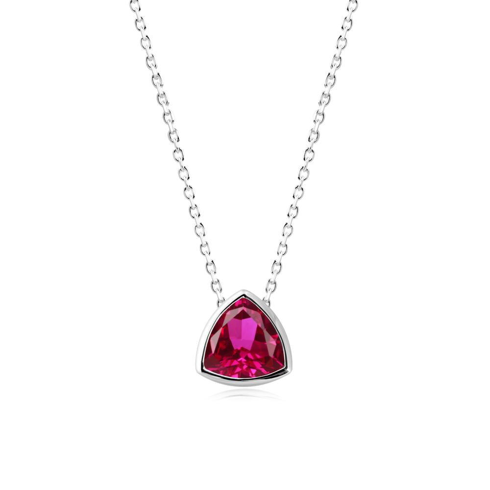 Bezel Set Trillion-Cut Ruby Necklace - LUO Jewelry #metal_18k white gold