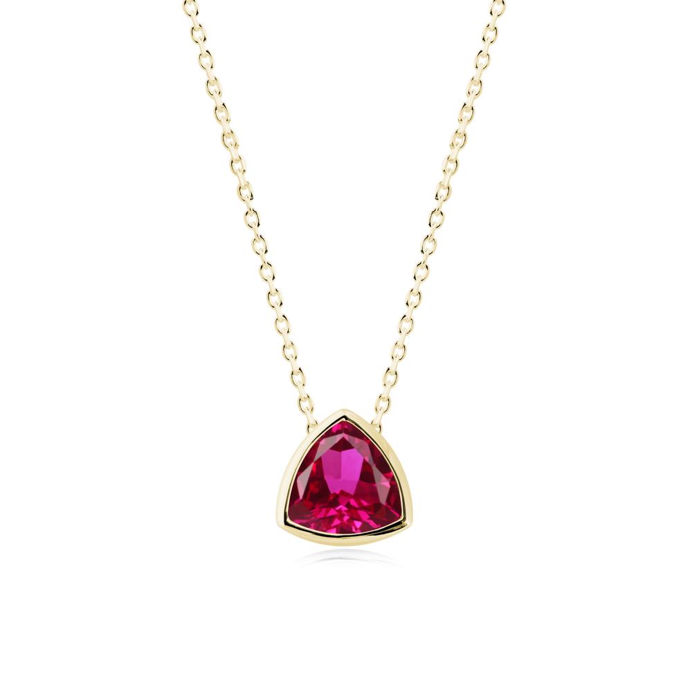 Bezel Set Trillion-Cut Ruby Necklace - LUO Jewelry #metal_18k yellow gold