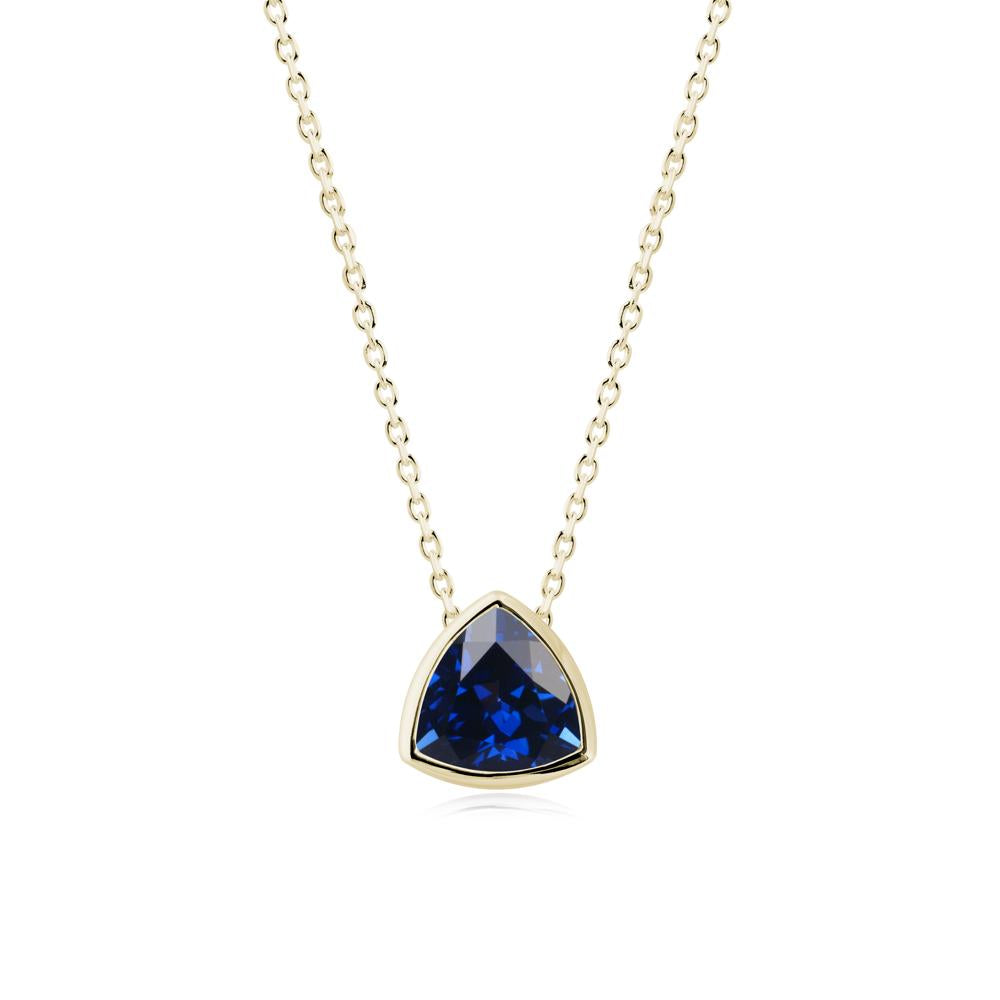 Bezel Set Trillion-Cut Sapphire Necklace - LUO Jewelry #metal_14k yellow gold
