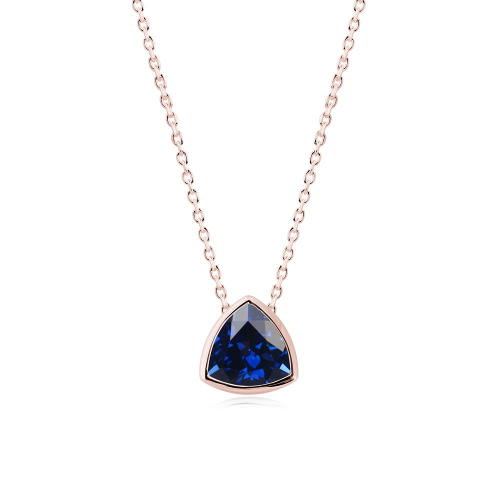 Bezel Set Trillion-Cut Sapphire Necklace - LUO Jewelry #metal_18k rose gold