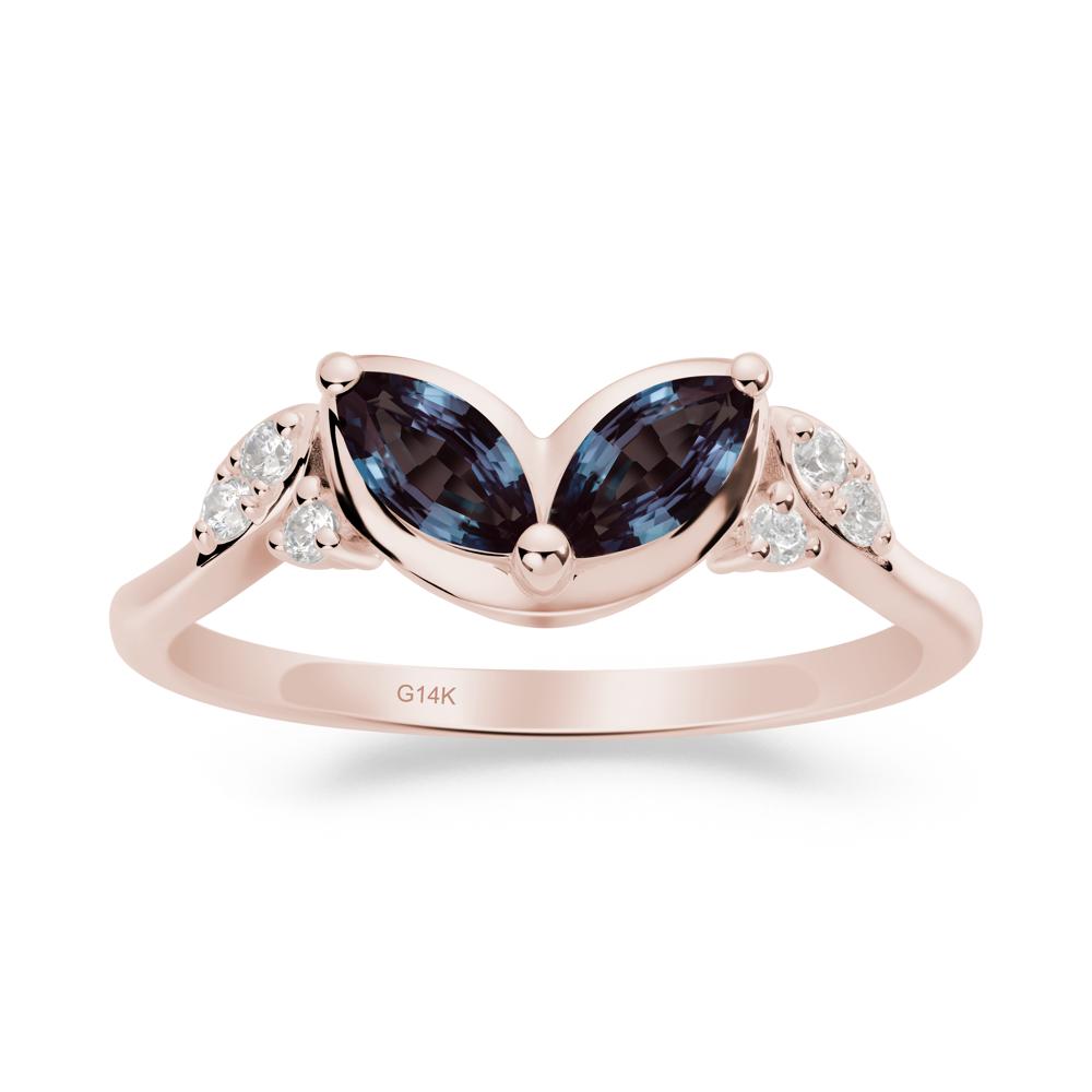 Marquise Alexandrite Leaf Ring - LUO Jewelry #metal_14k rose gold