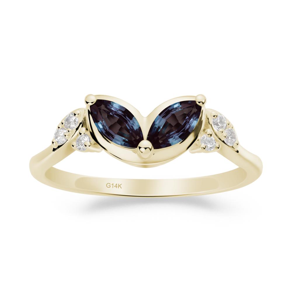 Marquise Alexandrite Leaf Ring - LUO Jewelry #metal_14k yellow gold