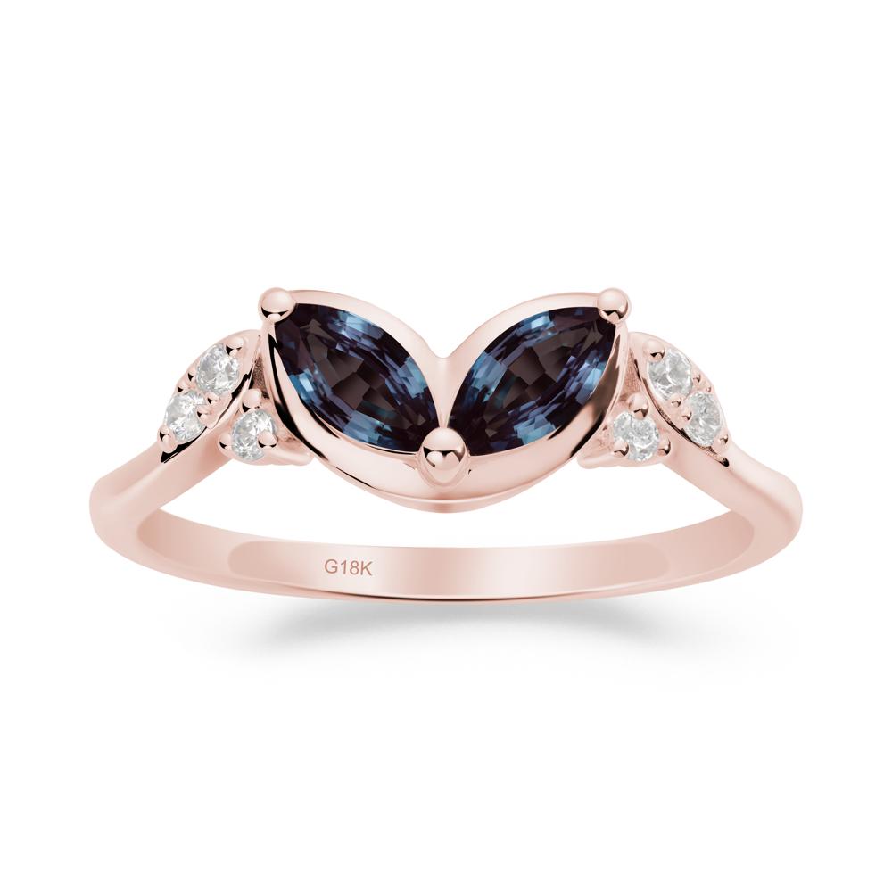 Marquise Alexandrite Leaf Ring - LUO Jewelry #metal_18k rose gold