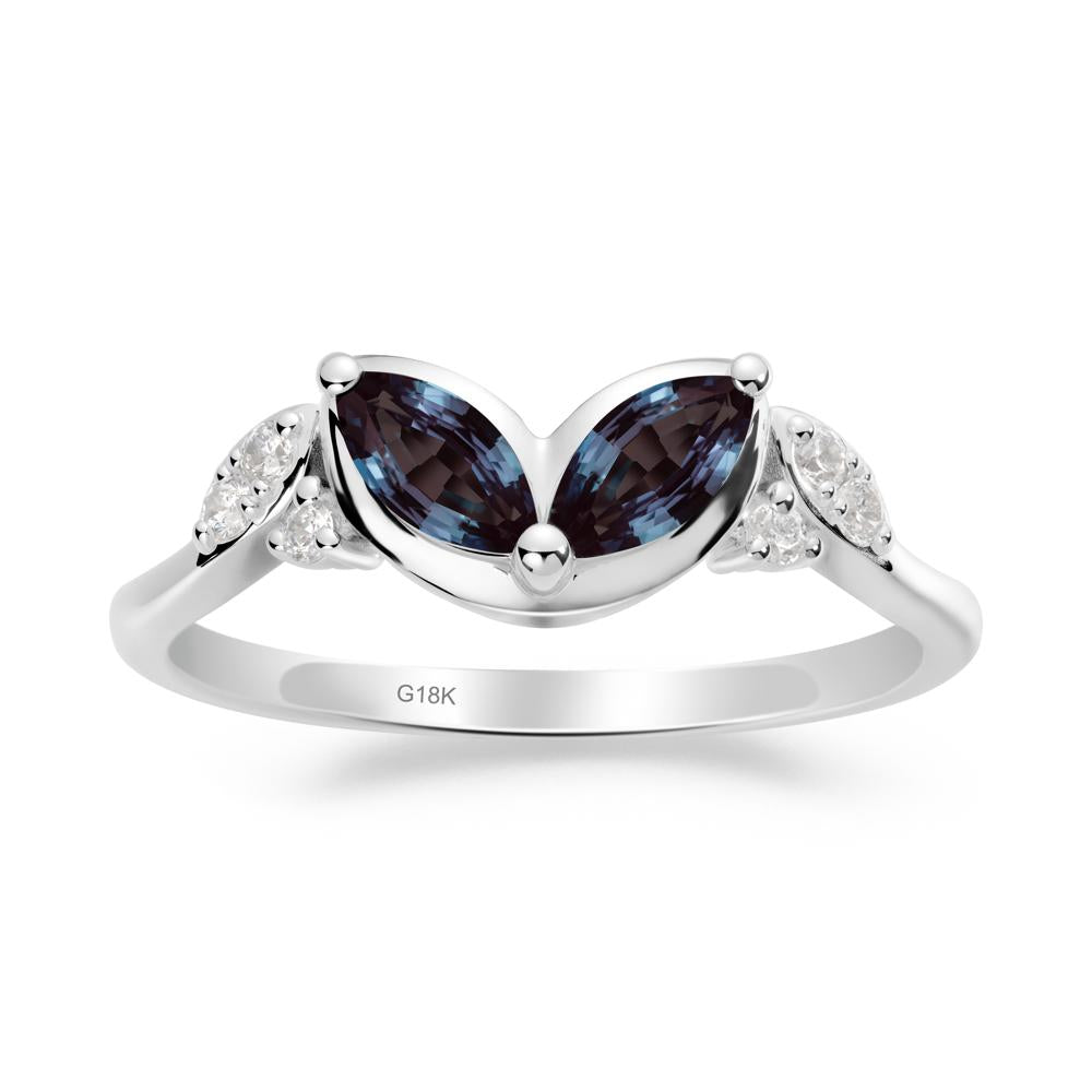 Marquise Alexandrite Leaf Ring - LUO Jewelry #metal_18k white gold