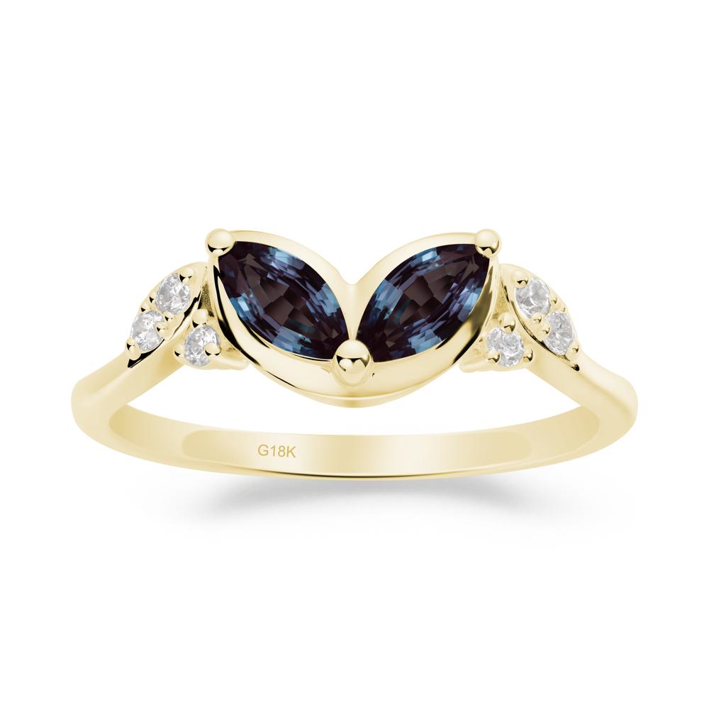 Marquise Alexandrite Leaf Ring - LUO Jewelry #metal_18k yellow gold