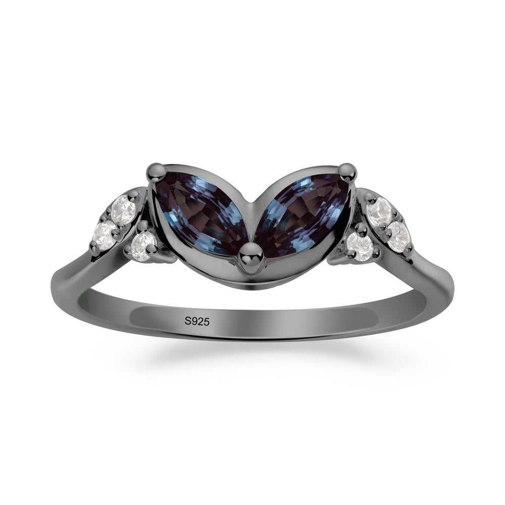 Marquise Alexandrite Leaf Ring - LUO Jewelry #metal_black finish sterling silver