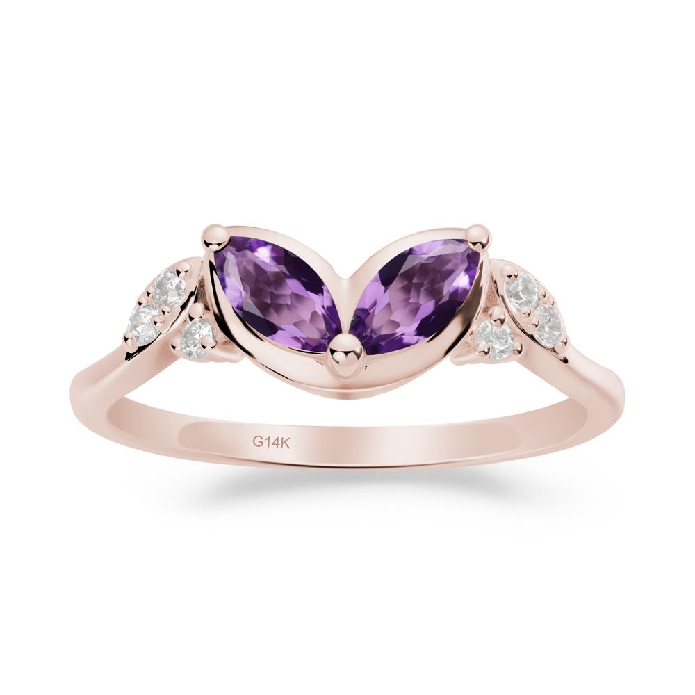 Leaf Inspired Amethyst Ring - LUO Jewelry #metal_14k rose gold