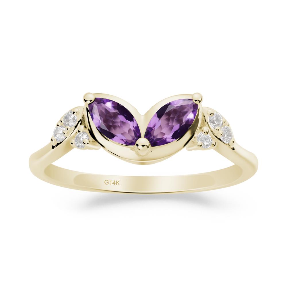 Leaf Inspired Amethyst Ring - LUO Jewelry #metal_14k yellow gold