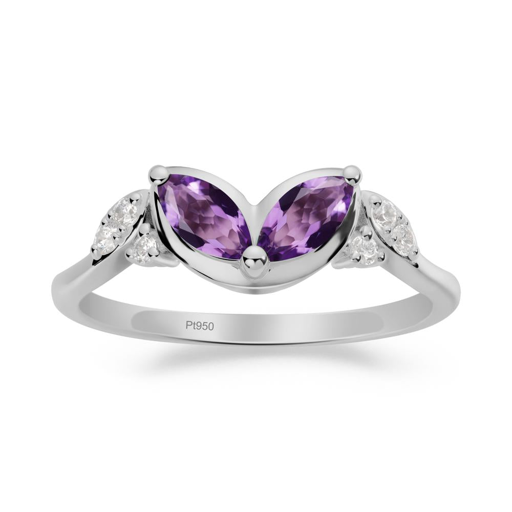Leaf Inspired Amethyst Ring - LUO Jewelry #metal_platinum