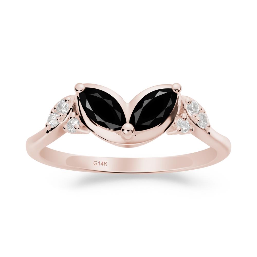 Leaf Inspired Black Spinel Ring - LUO Jewelry #metal_14k rose gold