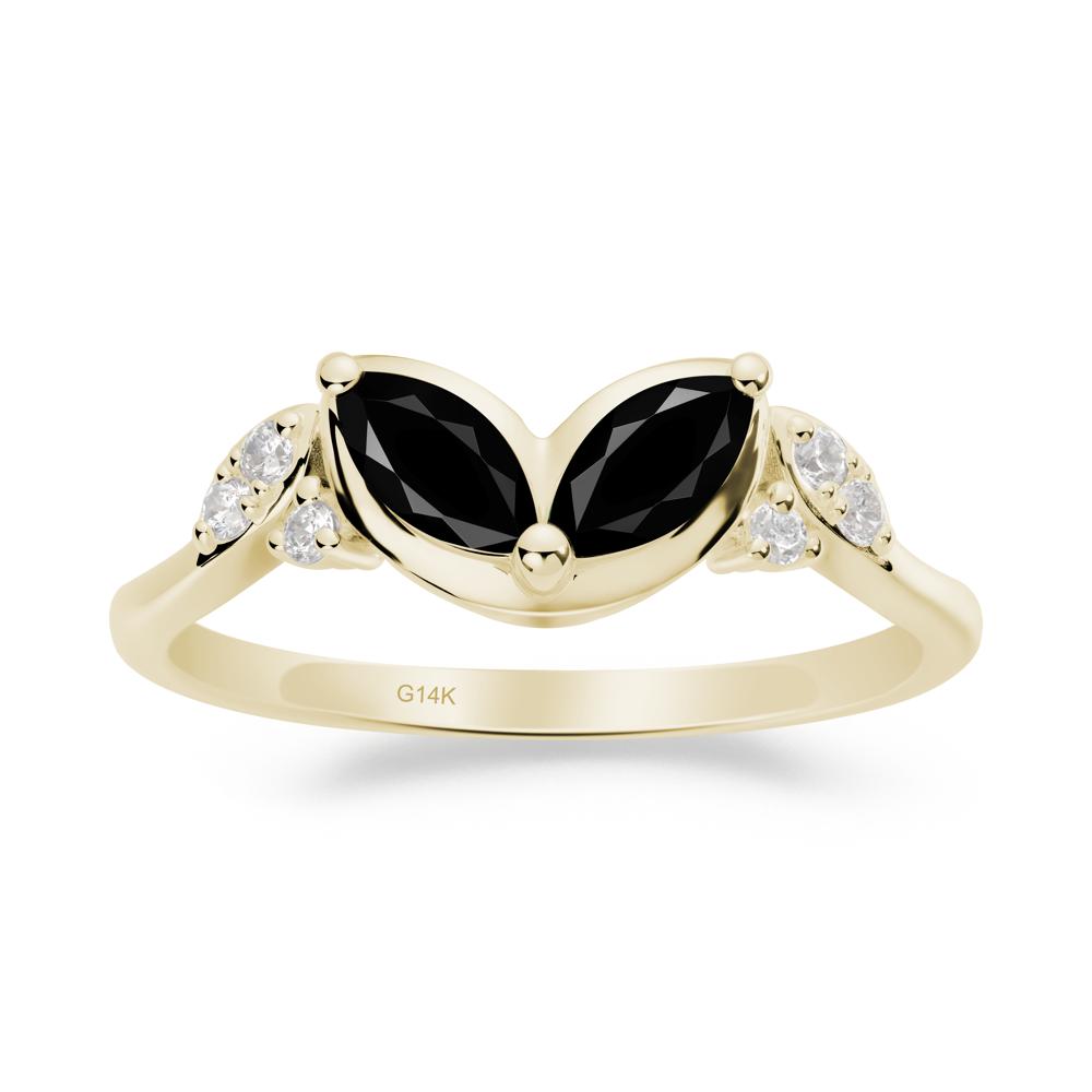 Leaf Inspired Black Spinel Ring - LUO Jewelry #metal_14k yellow gold