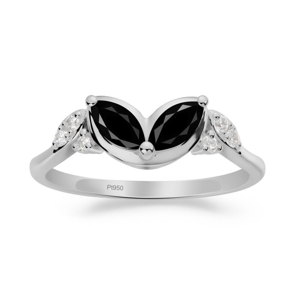 Leaf Inspired Black Spinel Ring - LUO Jewelry #metal_platinum