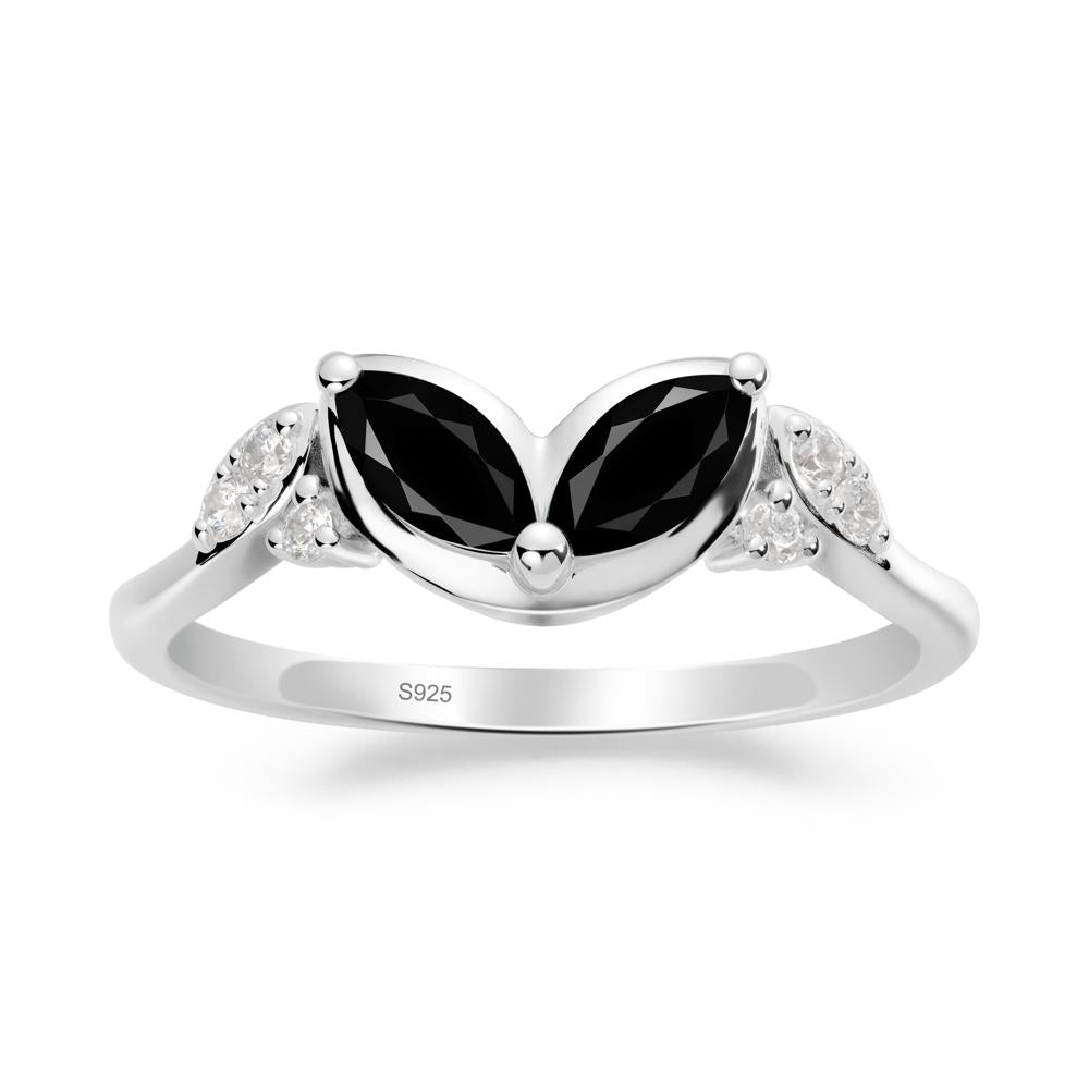 Leaf Inspired Black Spinel Ring - LUO Jewelry #metal_sterling silver