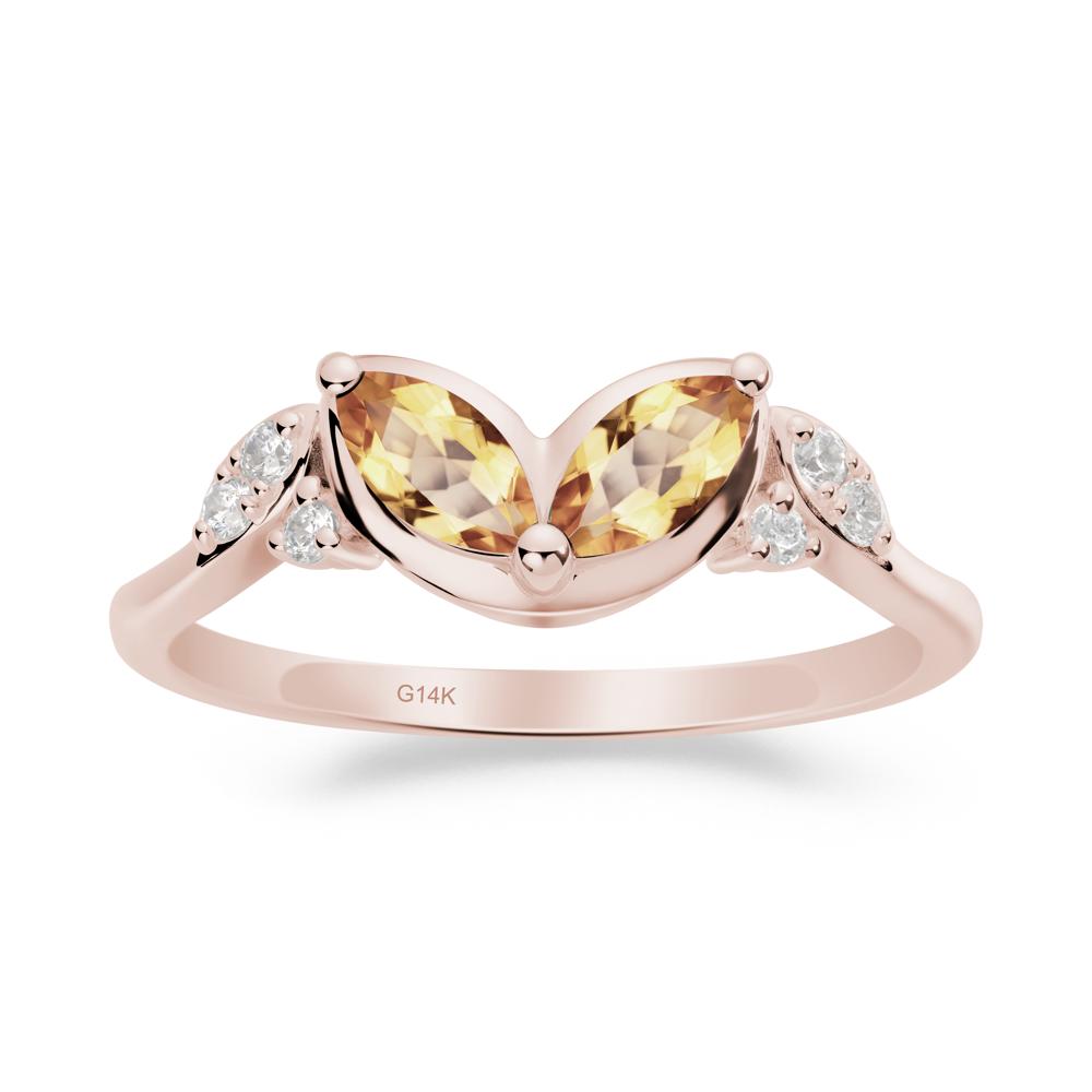 Marquise Citrine Leaf Ring - LUO Jewelry #metal_14k rose gold