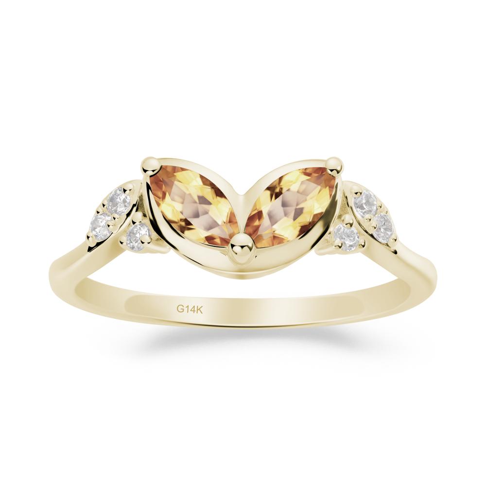 Marquise Citrine Leaf Ring - LUO Jewelry #metal_14k yellow gold