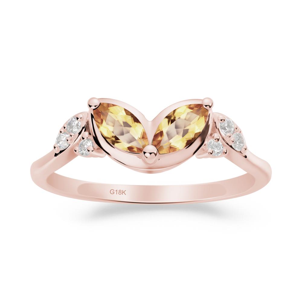 Marquise Citrine Leaf Ring - LUO Jewelry #metal_18k rose gold