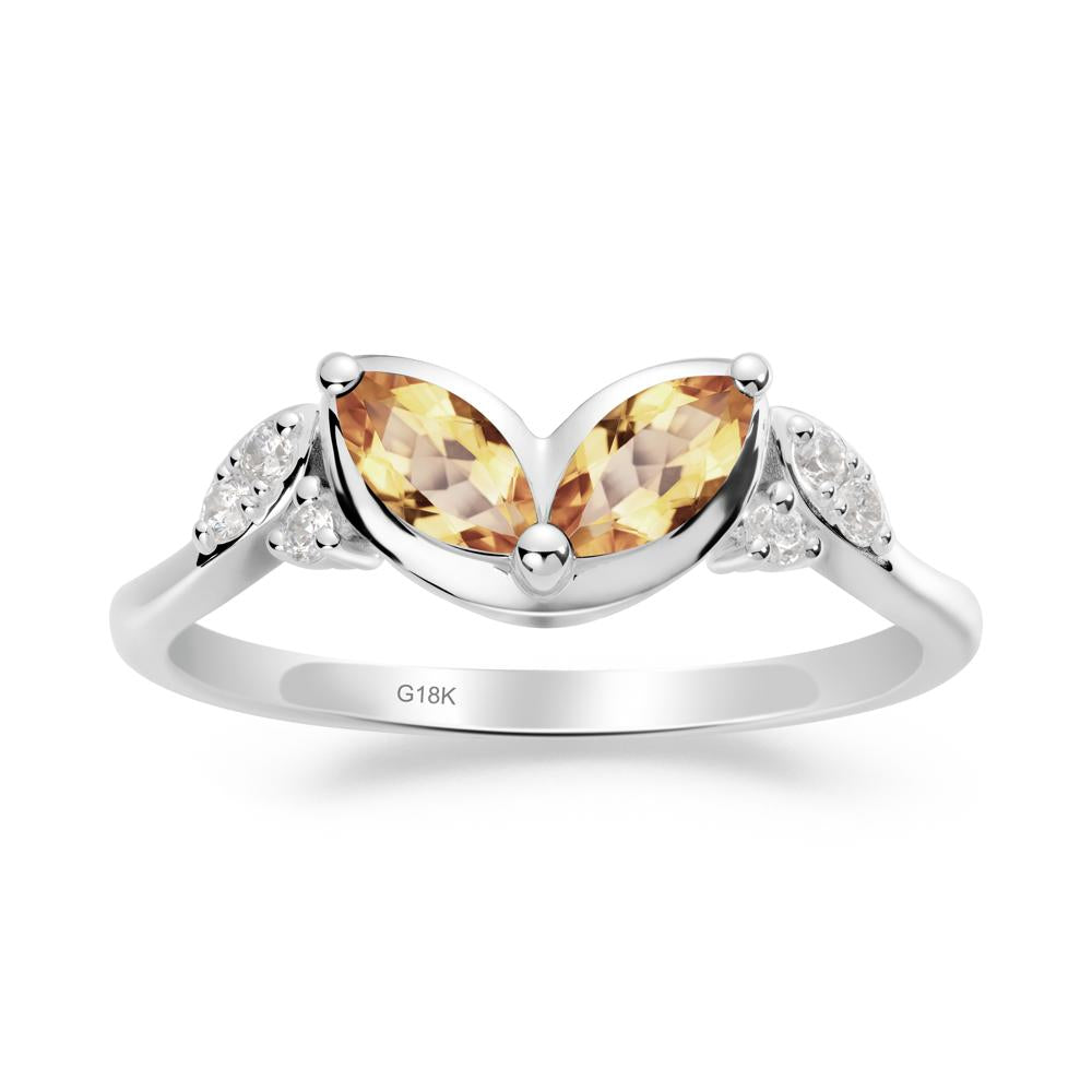 Marquise Citrine Leaf Ring - LUO Jewelry #metal_18k white gold