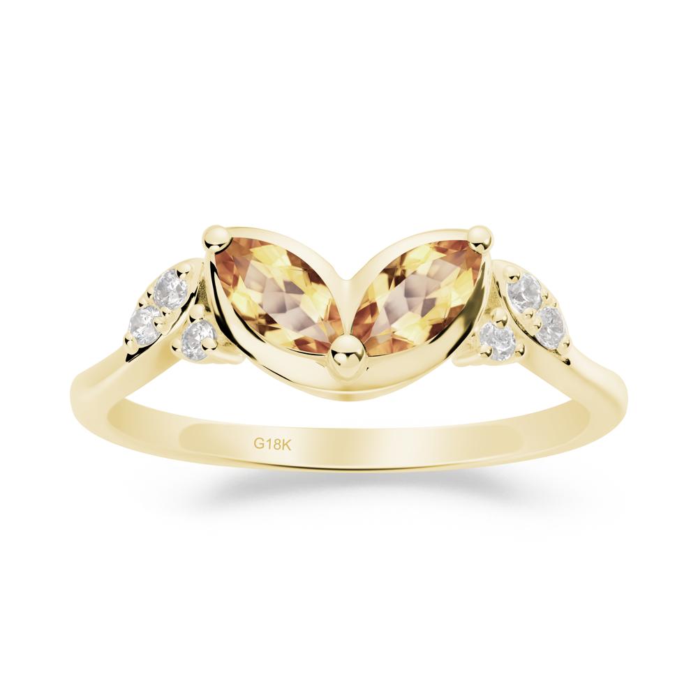 Marquise Citrine Leaf Ring - LUO Jewelry #metal_18k yellow gold