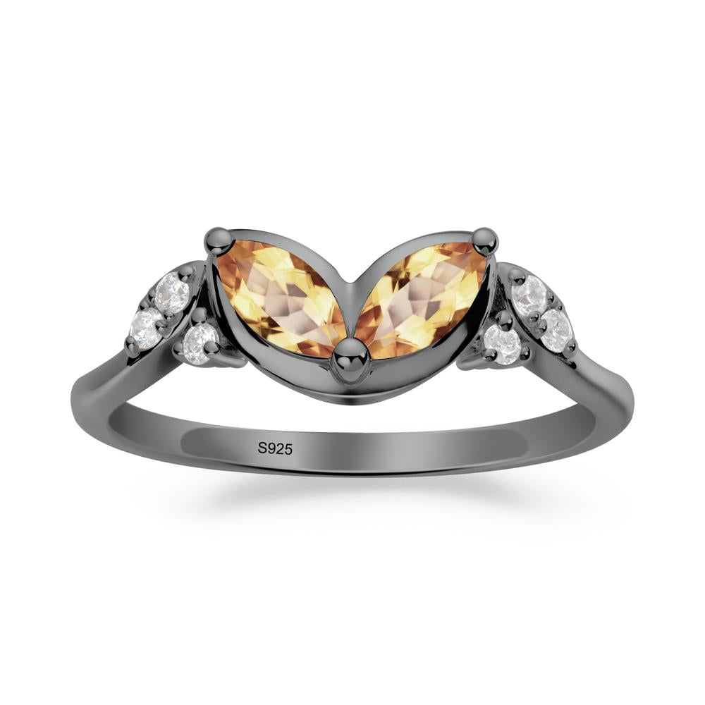 Marquise Citrine Leaf Ring - LUO Jewelry #metal_black finish sterling silver