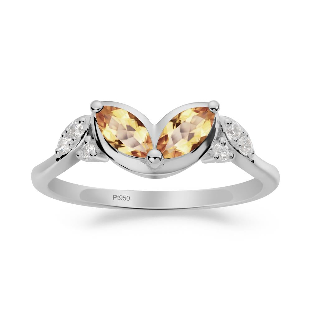 Marquise Citrine Leaf Ring - LUO Jewelry #metal_platinum