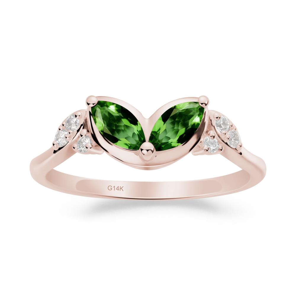 Marquise Diopside Leaf Ring - LUO Jewelry #metal_14k rose gold