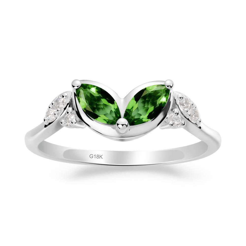 Marquise Diopside Leaf Ring - LUO Jewelry #metal_18k white gold