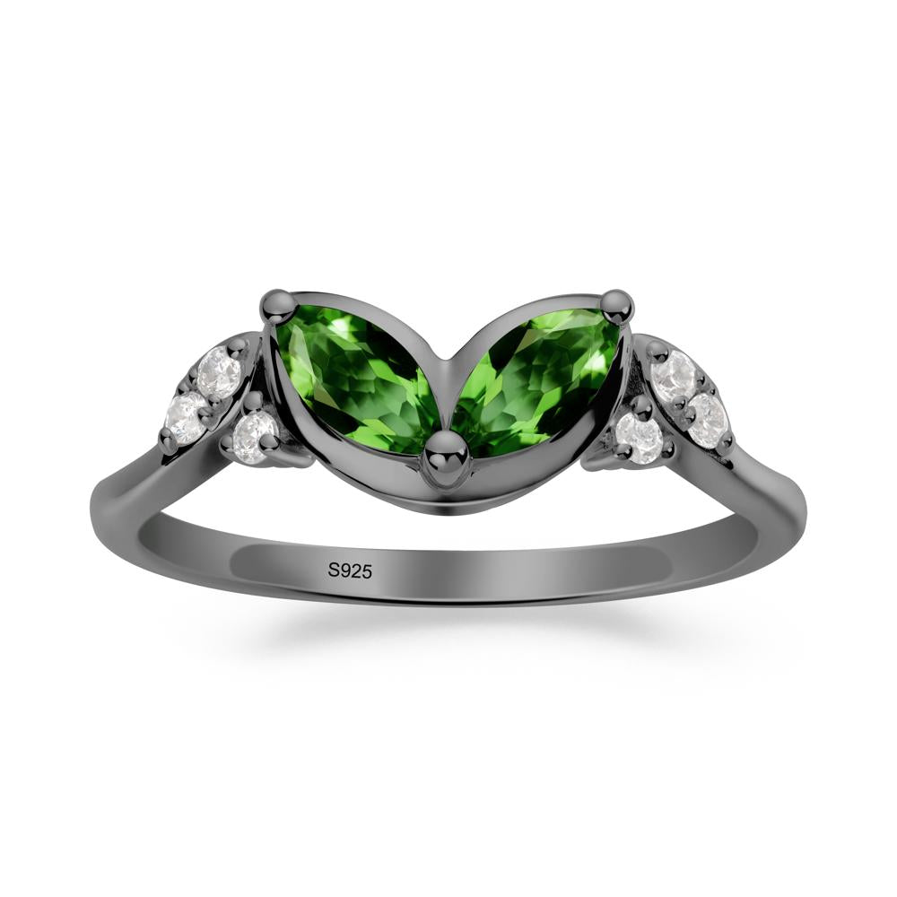 Marquise Diopside Leaf Ring - LUO Jewelry #metal_black finish sterling silver