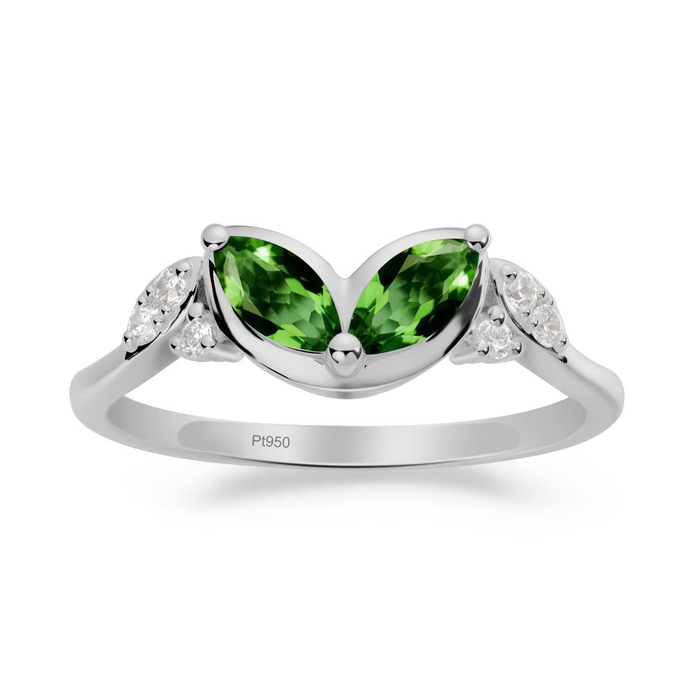 Marquise Diopside Leaf Ring - LUO Jewelry #metal_platinum