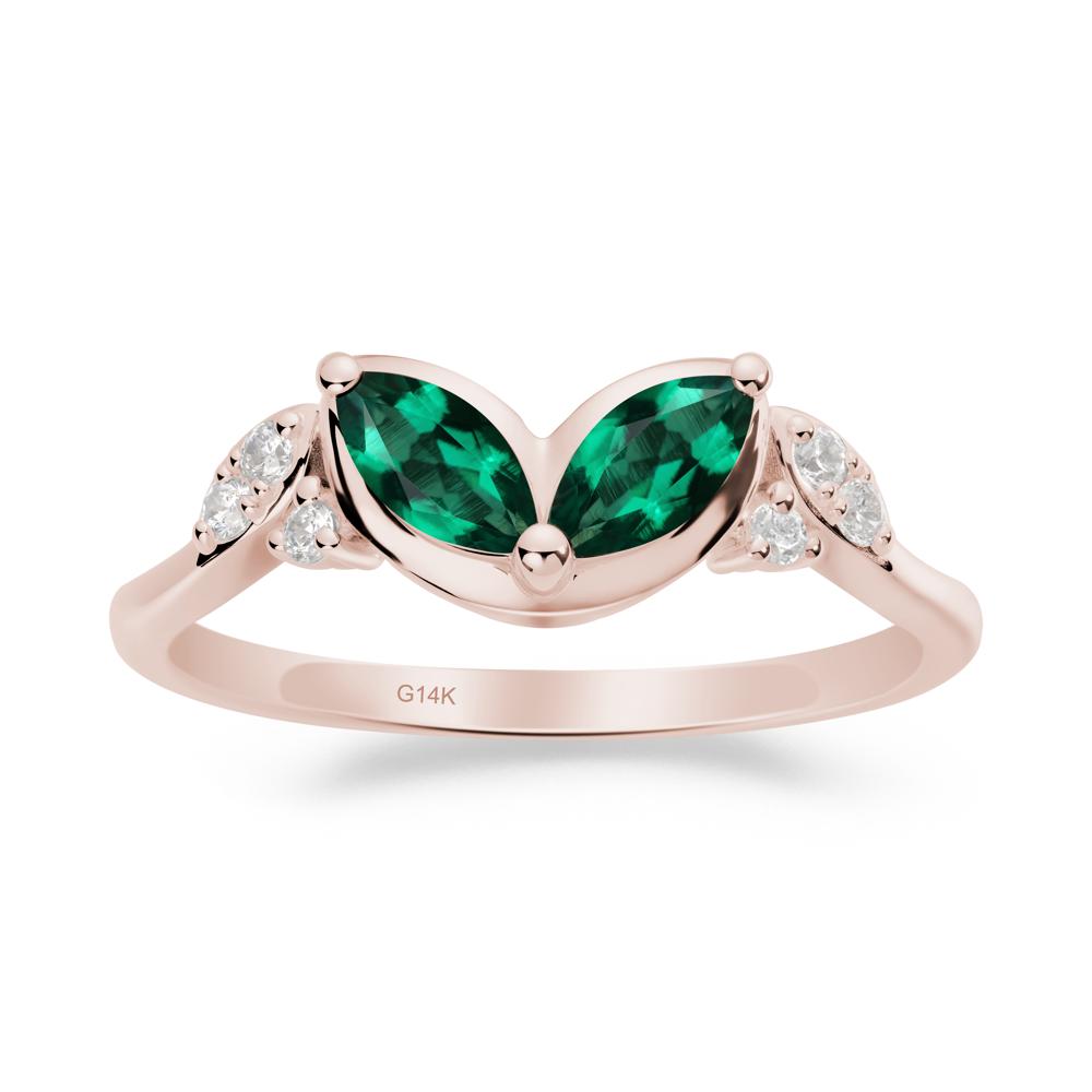 Leaf Inspired Emerald Ring - LUO Jewelry #metal_14k rose gold