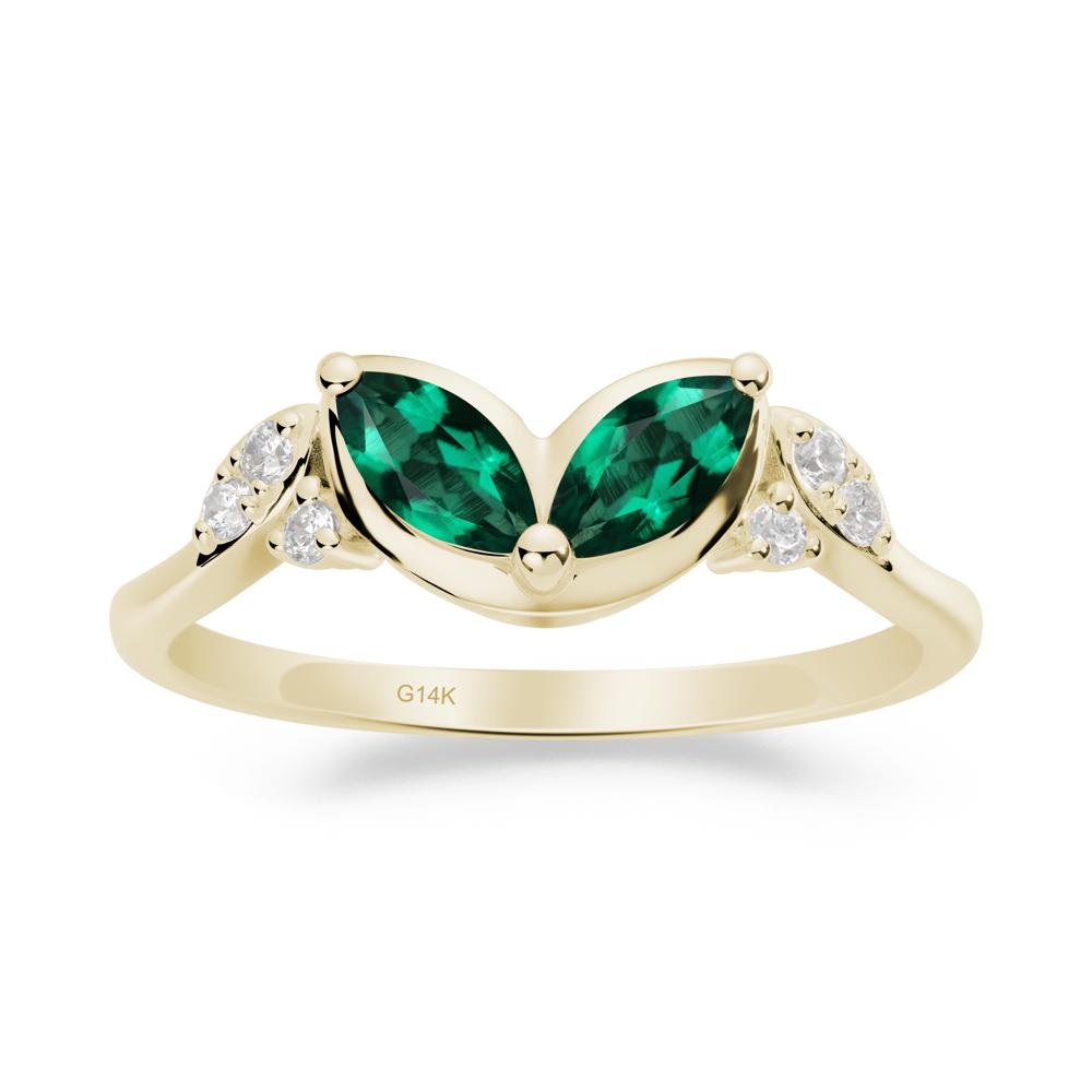 Leaf Inspired Emerald Ring - LUO Jewelry #metal_14k yellow gold