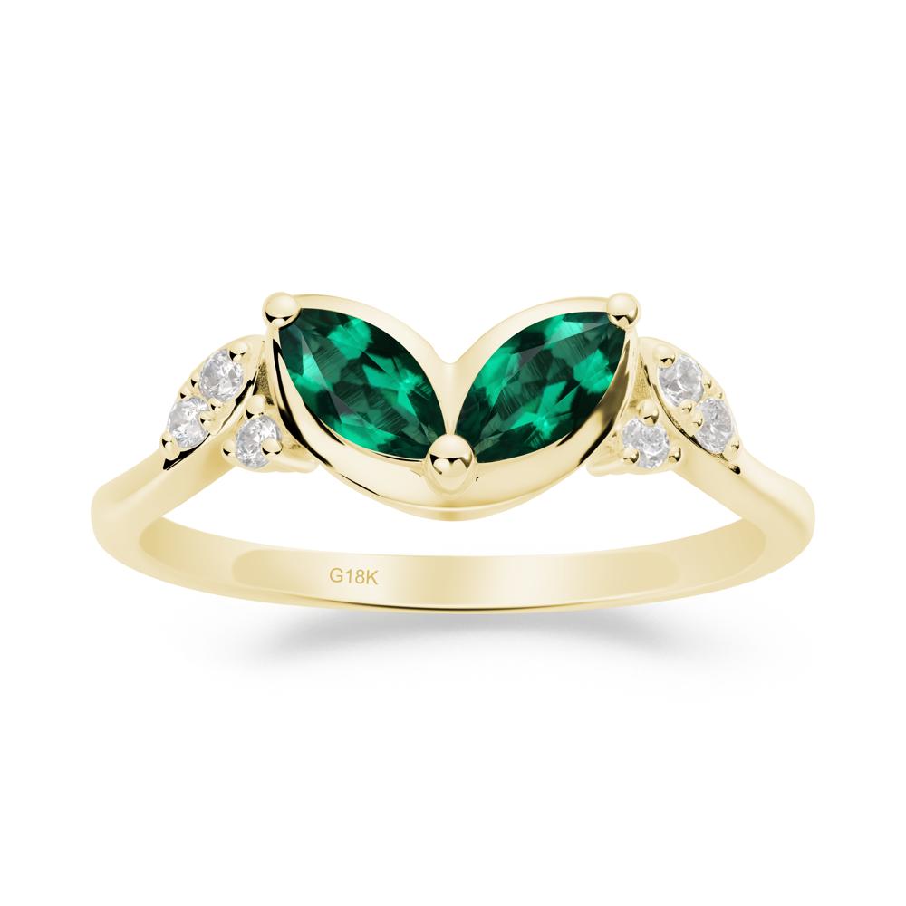 Leaf Inspired Emerald Ring - LUO Jewelry #metal_18k yellow gold