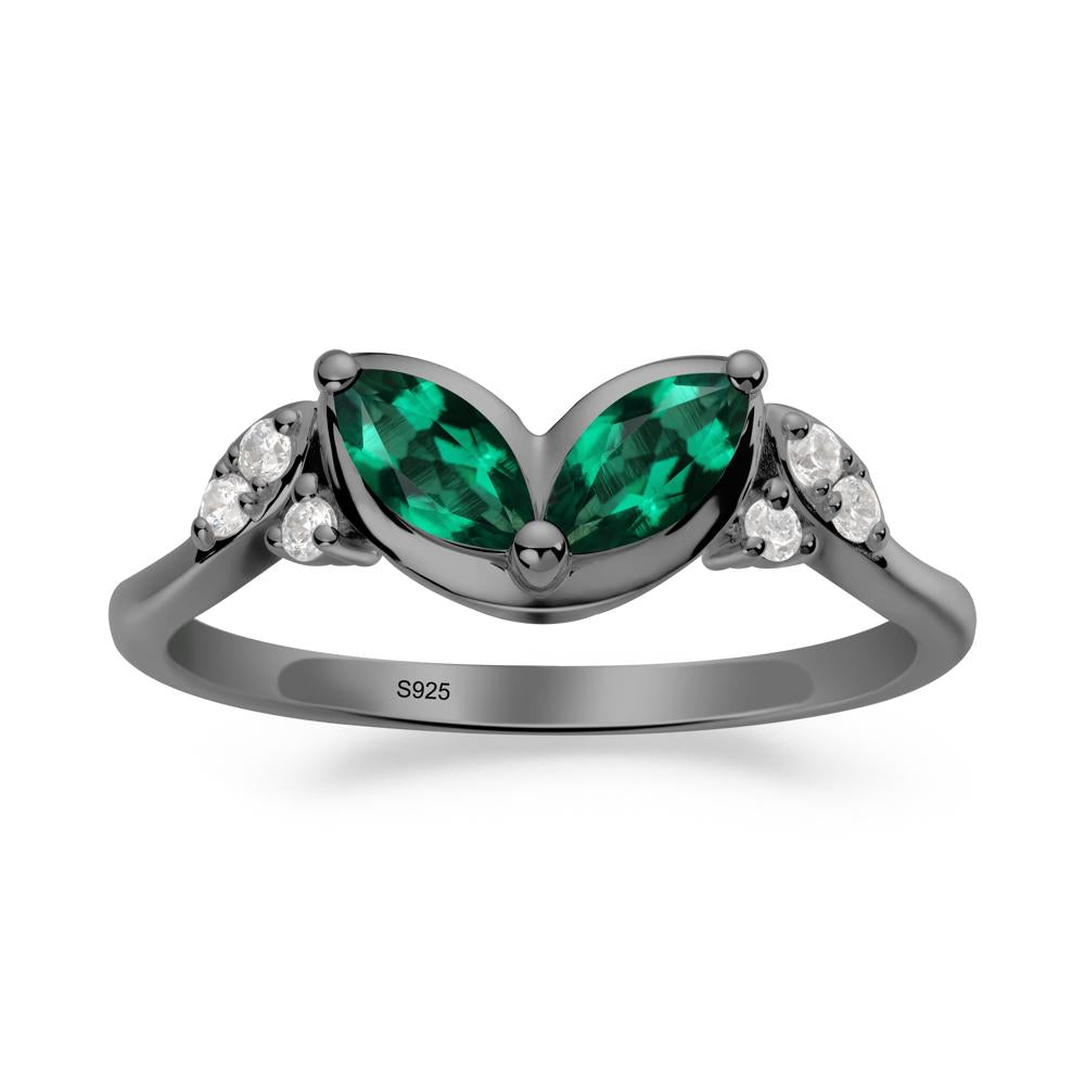 Leaf Inspired Emerald Ring - LUO Jewelry #metal_black finish sterling silver