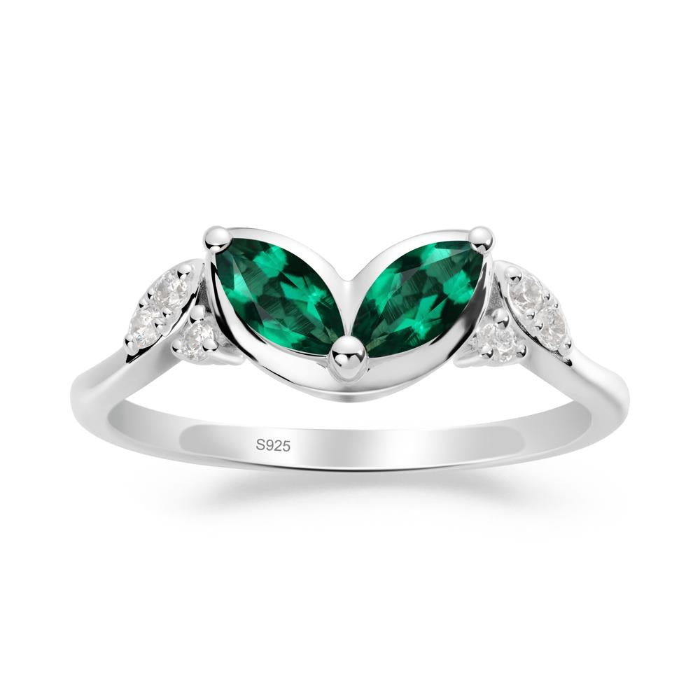 Leaf Inspired Emerald Ring - LUO Jewelry #metal_sterling silver