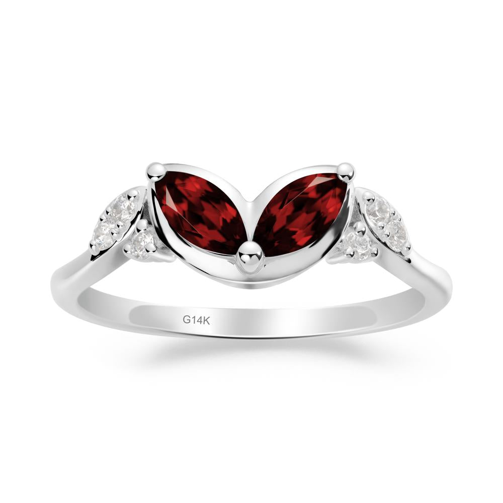 Leaf Inspired Garnet Ring - LUO Jewelry #metal_14k white gold